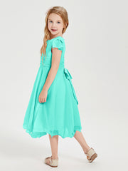 Chiffon Tea Length Junior Bridesmaid Dresses Spa