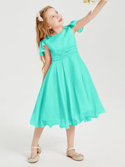 Chiffon Tea Length Junior Bridesmaid Dresses Spa