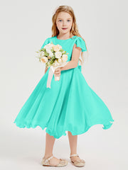 Chiffon Tea Length Junior Bridesmaid Dresses Spa