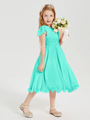 Chiffon Tea Length Junior Bridesmaid Dresses Spa