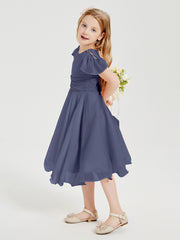 Chiffon Tea Length Junior Bridesmaid Dresses Stormy