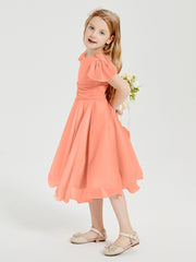 Chiffon Tea Length Junior Bridesmaid Dresses Sunset