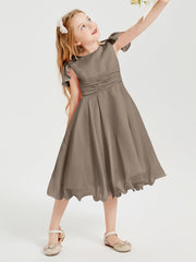 Chiffon Tea Length Junior Bridesmaid Dresses Taupe