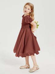 Chiffon Tea Length Junior Bridesmaid Dresses Terracotta