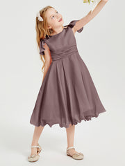 Chiffon Tea Length Junior Bridesmaid Dresses Vintage Mauve