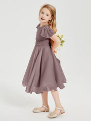 Chiffon Tea Length Junior Bridesmaid Dresses Vintage Mauve