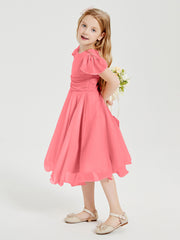 Chiffon Tea Length Junior Bridesmaid Dresses Watermelon