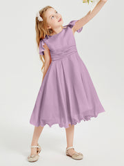 Chiffon Tea Length Junior Bridesmaid Dresses Wisteria