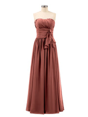 Strapless Chiffon Full Length Gowns Terracotta