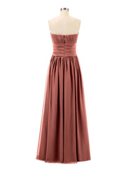 Strapless Chiffon Full Length Gowns Terracotta