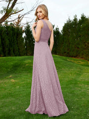 One Shoulder Sleeveless Lace Dress With Sash Dusk