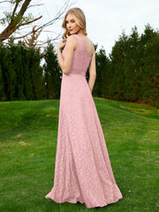 One Shoulder Sleeveless Lace Dress With Sash Dusty Rose
