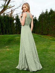 One Shoulder Sleeveless Lace Dress With Sash Dusty Sage