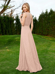 One Shoulder Sleeveless Lace Dress With Sash Pearl Pink