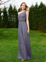 One Shoulder Sleeveless Lace Dress With Sash Stormy Plus Size