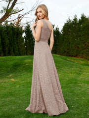 One Shoulder Sleeveless Lace Dress With Sash Taupe