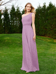 One Shoulder Sleeveless Lace Dress With Sash Wisteria