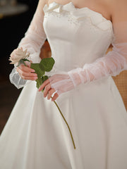 Plain Extended Tulle Bridal Gloves