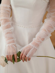 Plain Extended Tulle Bridal Gloves