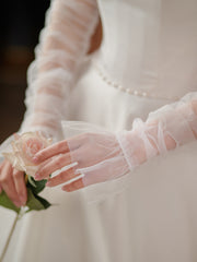Plain Extended Tulle Bridal Gloves
