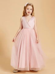 Tulle Junior Bridesmaid Dresses Satin Top Dusty Rose