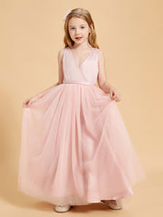 Tulle Junior Bridesmaid Dresses Satin Top Dusty Rose