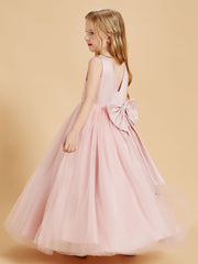 Tulle Junior Bridesmaid Dresses Satin Top Dusty Rose