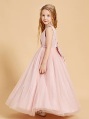 Tulle Junior Bridesmaid Dresses Satin Top Dusty Rose