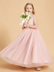 Tulle Junior Bridesmaid Dresses Satin Top Dusty Rose