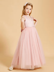 Tulle Junior Bridesmaid Dresses Satin Top Dusty Rose