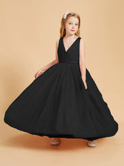 Tulle Junior Bridesmaid Dresses Satin Top Black