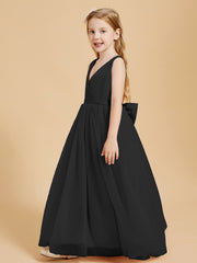 Tulle Junior Bridesmaid Dresses Satin Top Black