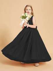 Tulle Junior Bridesmaid Dresses Satin Top Black