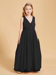 Tulle Junior Bridesmaid Dresses Satin Top Black