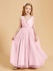 Tulle Junior Bridesmaid Dresses Satin Top Blushing Pink