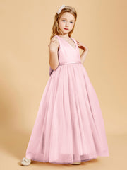 Tulle Junior Bridesmaid Dresses Satin Top Blushing Pink