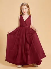 Tulle Junior Bridesmaid Dresses Satin Top Burgundy