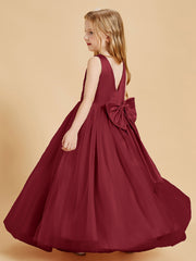 Tulle Junior Bridesmaid Dresses Satin Top Burgundy