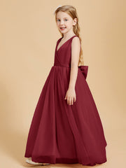 Tulle Junior Bridesmaid Dresses Satin Top Burgundy