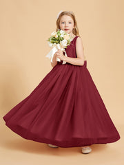 Tulle Junior Bridesmaid Dresses Satin Top Burgundy