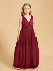 Tulle Junior Bridesmaid Dresses Satin Top Burgundy