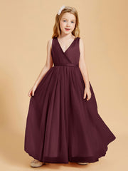 Tulle Junior Bridesmaid Dresses Satin Top Cabernet