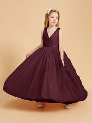 Tulle Junior Bridesmaid Dresses Satin Top Cabernet