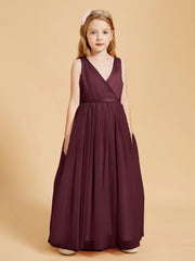 Tulle Junior Bridesmaid Dresses Satin Top Cabernet