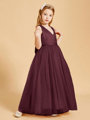 Tulle Junior Bridesmaid Dresses Satin Top Cabernet
