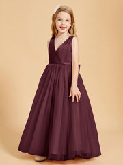Tulle Junior Bridesmaid Dresses Satin Top Cabernet