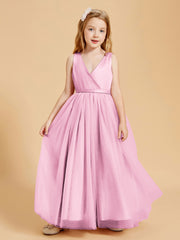 Tulle Junior Bridesmaid Dresses Satin Top Candy Pink
