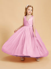 Tulle Junior Bridesmaid Dresses Satin Top Candy Pink