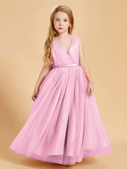Tulle Junior Bridesmaid Dresses Satin Top Candy Pink
