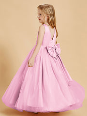 Tulle Junior Bridesmaid Dresses Satin Top Candy Pink